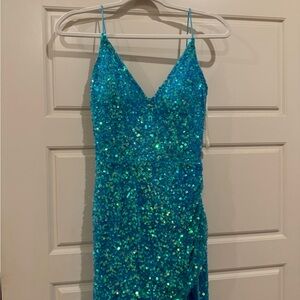 Alyce Paris Turquoise Sequin Dress